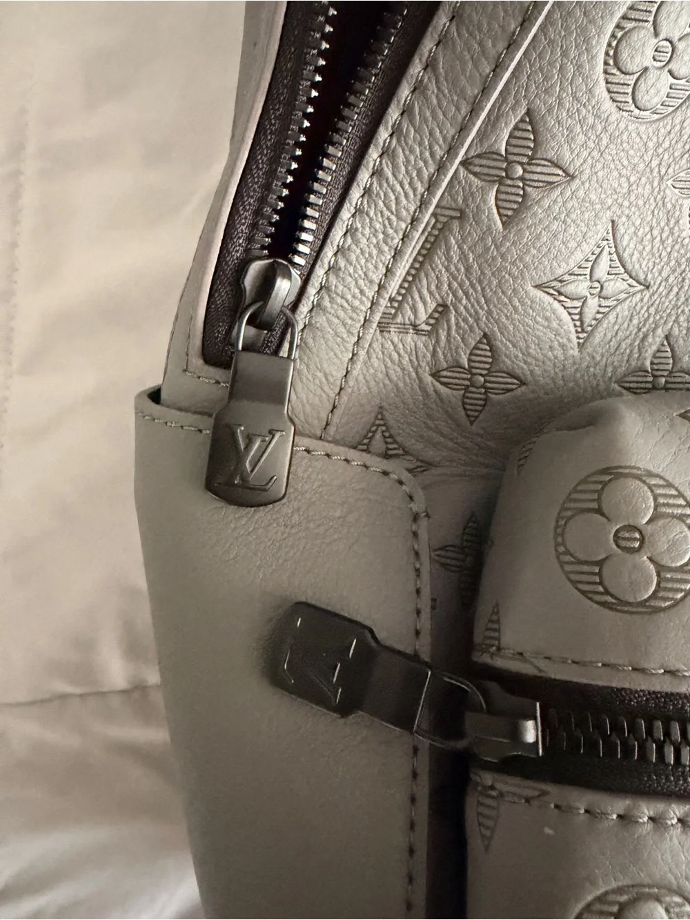 Louis Vuitton Grey Embossed Monogram Backpack